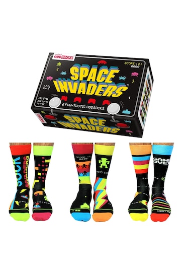 United Odd Socks Black Space Invaders Space Invaders Socks