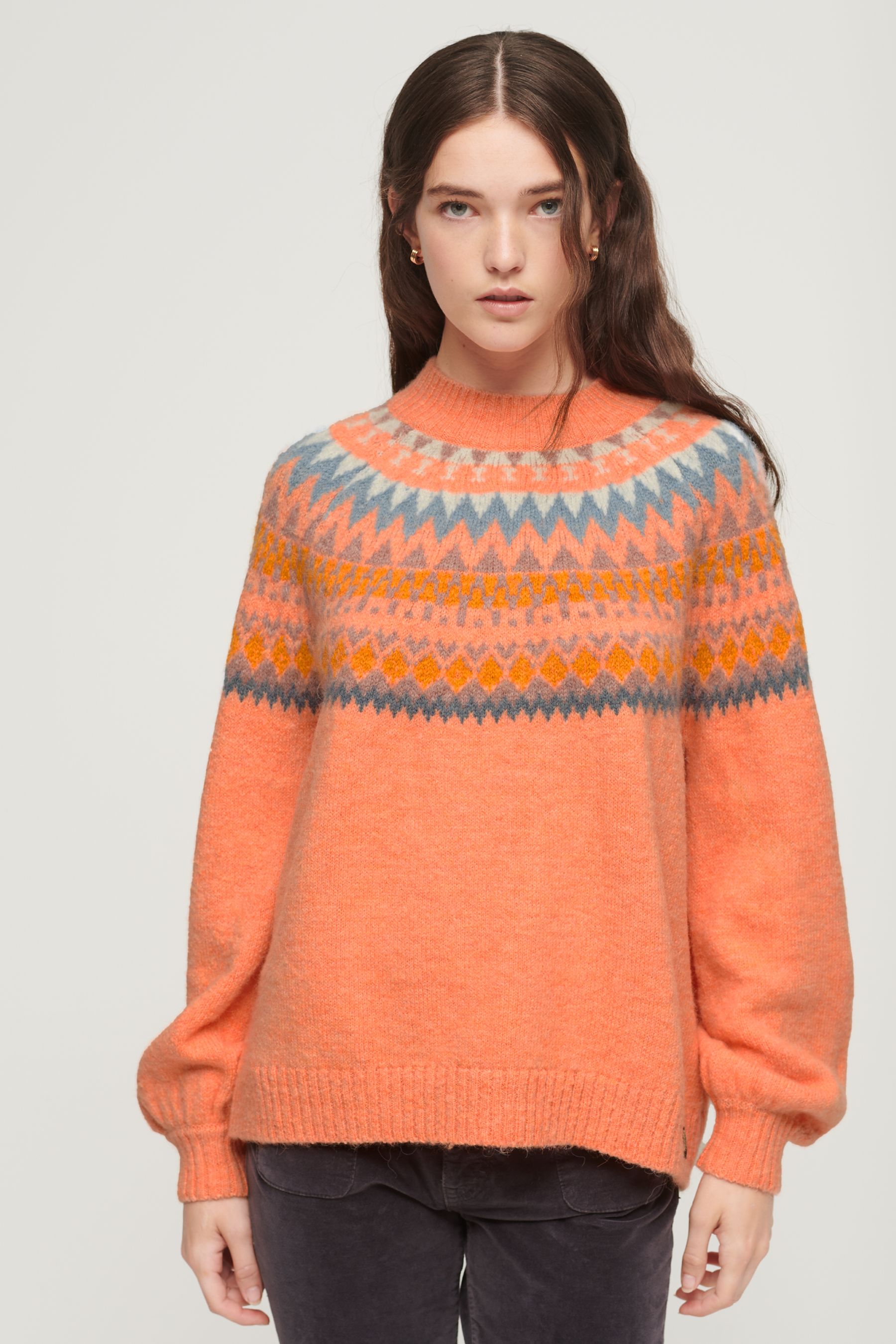 Buy Superdry Orange Slouchy Pattern Knit Jumper from the Next UK