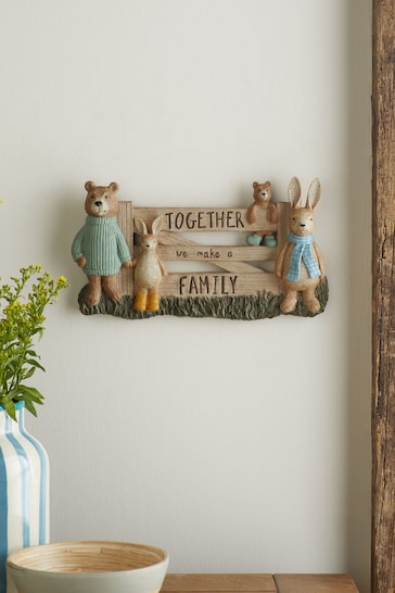 Wood Effect Rosie Rabbit and Bertie Bear Family Wall Art