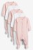 Pink/White 5 Pack Essentials Sleepsuits (0-2yrs)