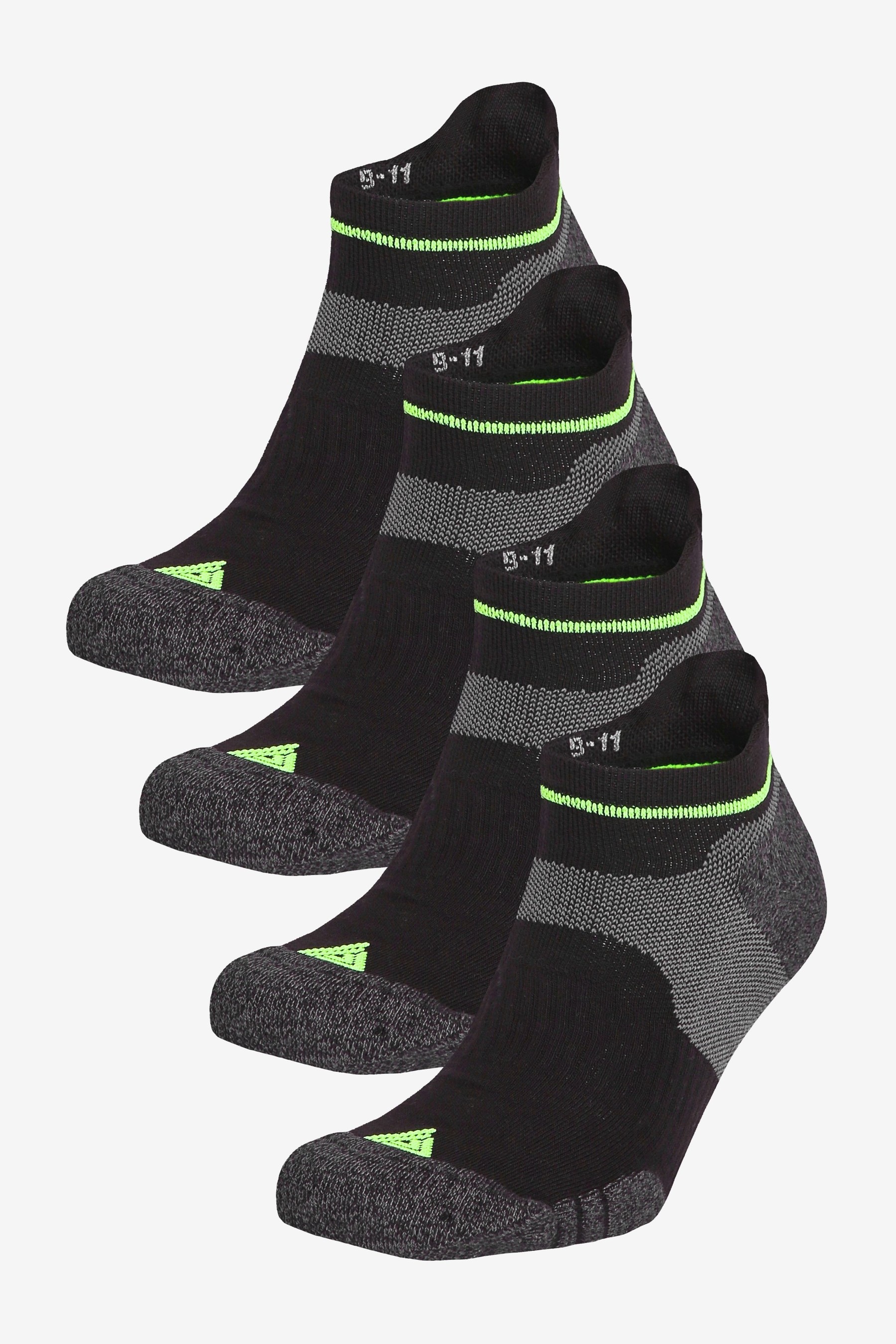 Black 4 Pack 4 Pack Active Cushioned Sports Trainer Socks