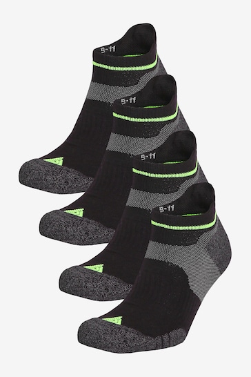 Black 4 Pack Active Cushioned Sports Trainers Socks 4 Pack