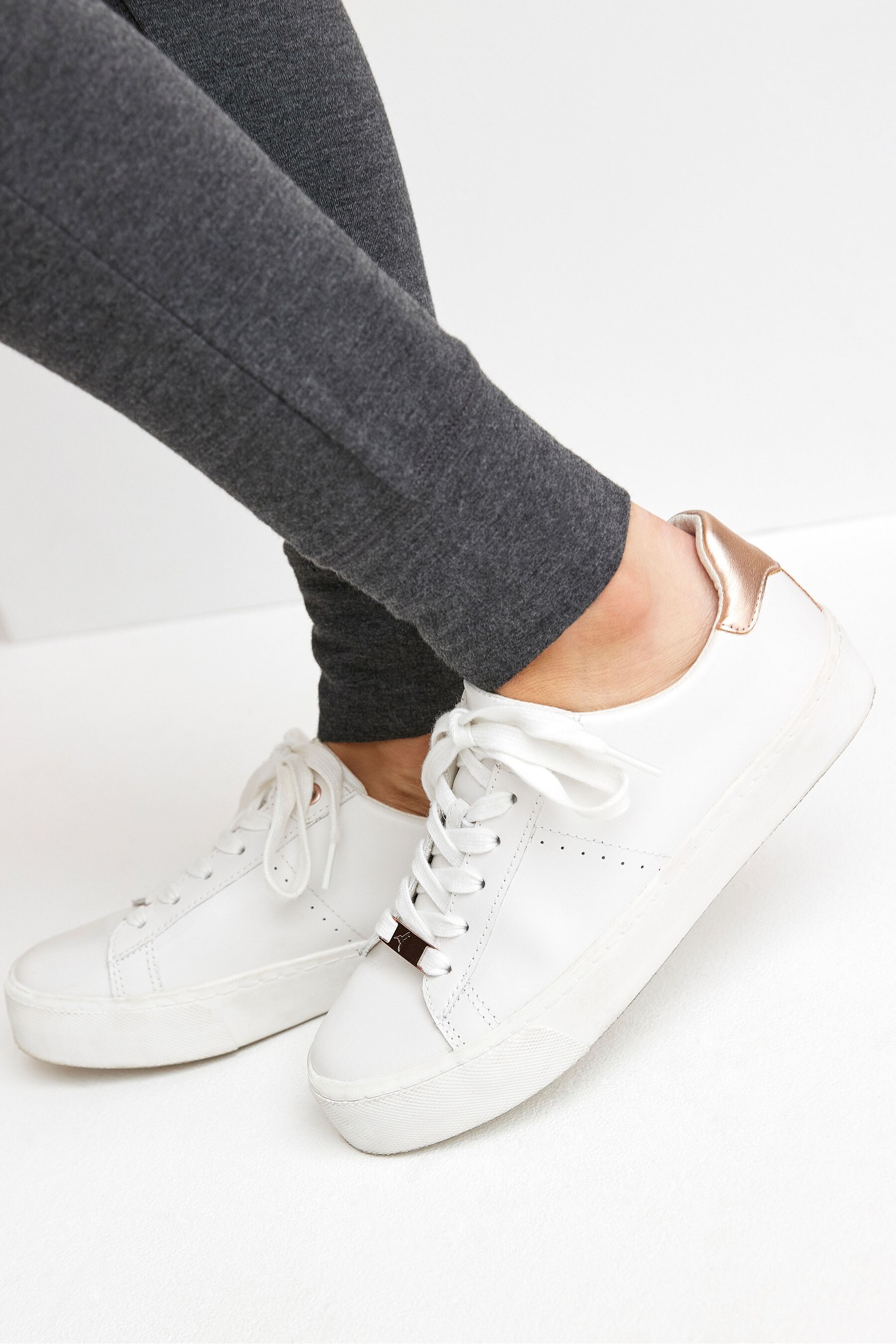 autograph leather lace up trainers