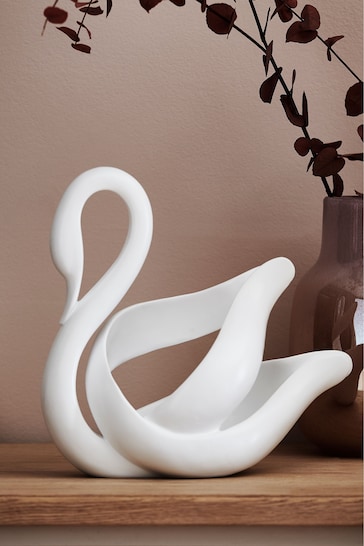 White Contemporary Swan Large Ornament Sculpture