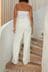 White Tailored Elastic Back Wide Leg imiteret Trousers