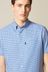Blue Gingham Check Regular Fit Short Sleeve Easy Iron Button Down Oxford Shirt