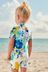 Blue/Ecru White Floral Sunsafe Swim Suit (3mths-7yrs)