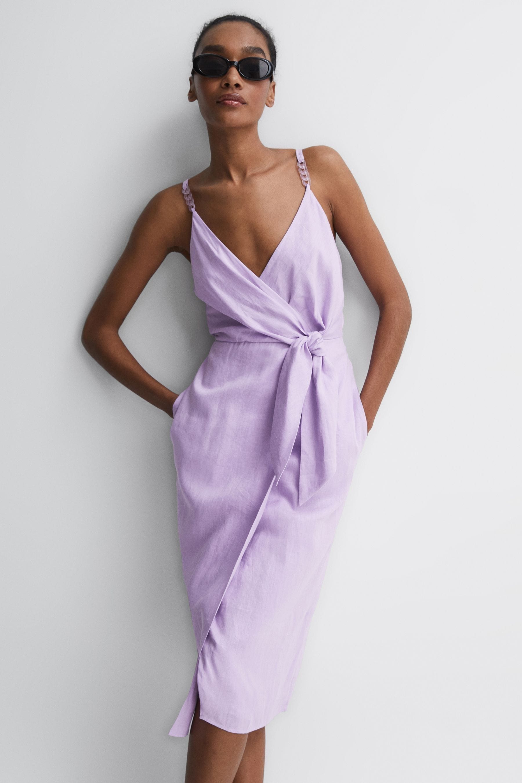 Lilac linen dress store