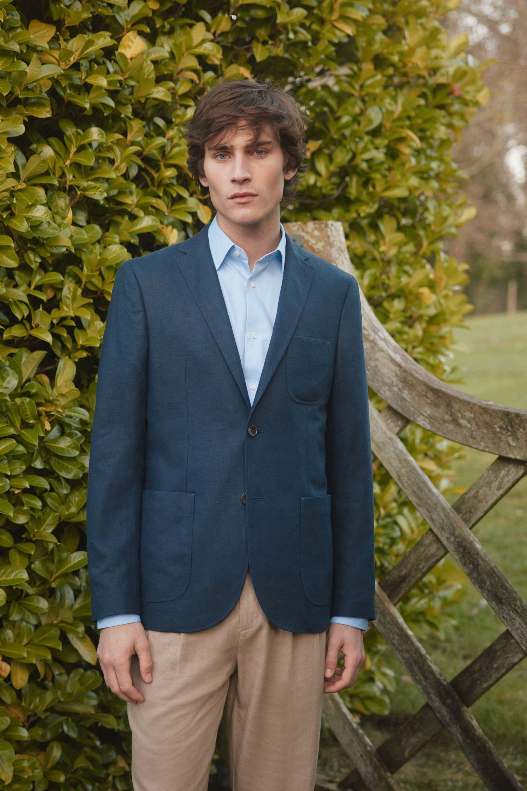 Mens blue sales linen blazer
