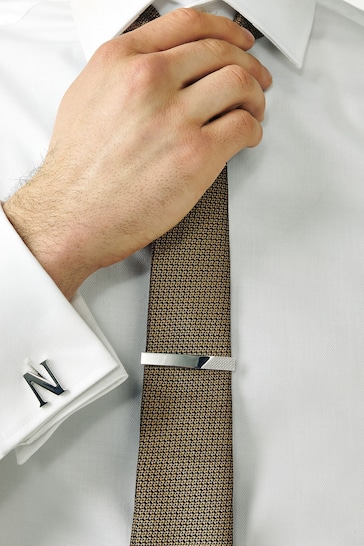 Silver Tone Textured Tie Clip
