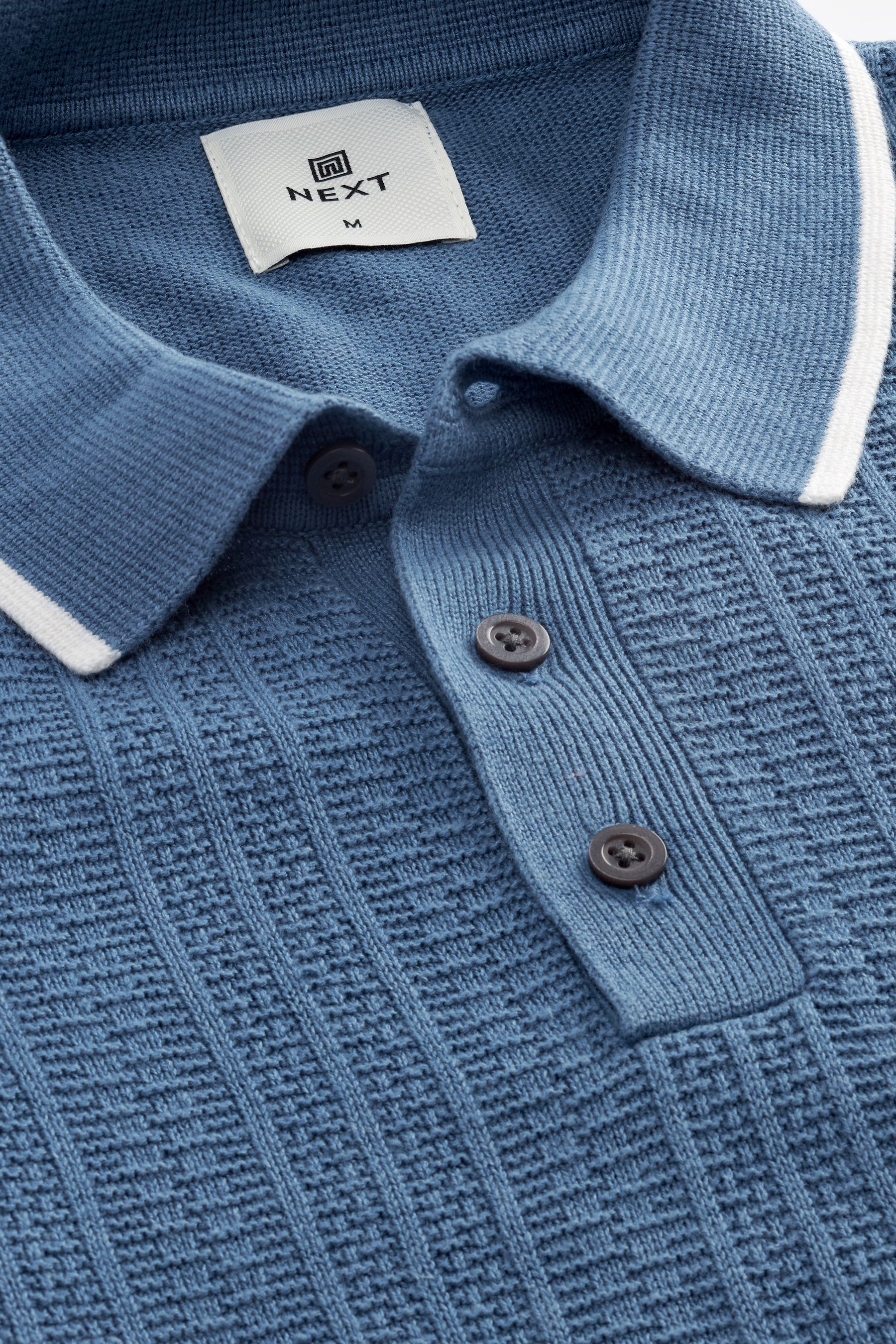 Buy Linen Blend Textured Knitted Polo Shirt from Next Ireland