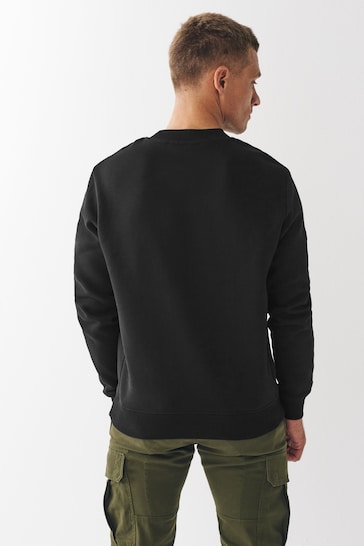 Black Regular Fit Crew Sweatshirt