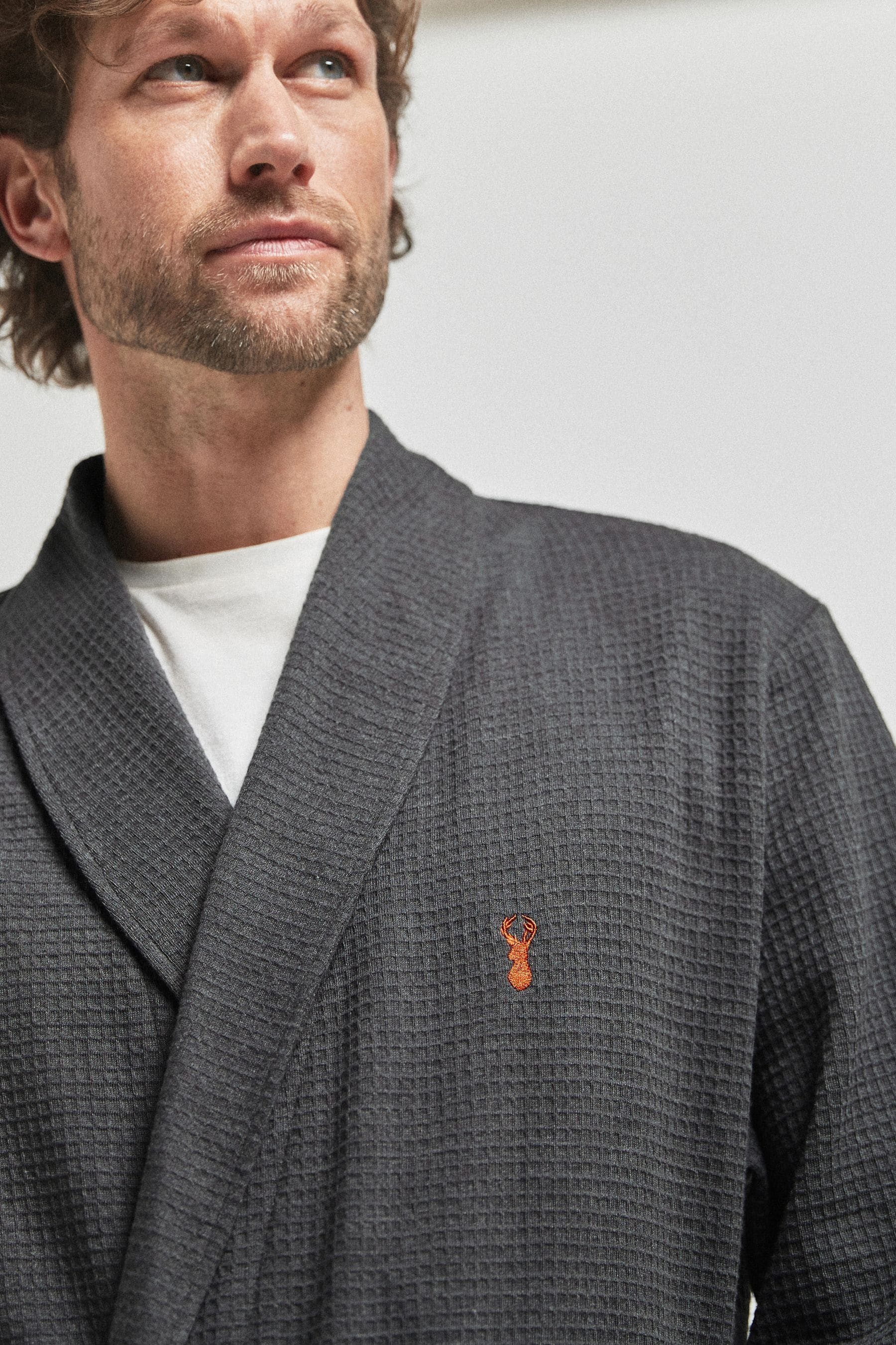 Mens grey waffle dressing gown new arrivals