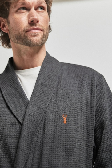 Charcoal Grey Lightweight Waffle Dressing Gown