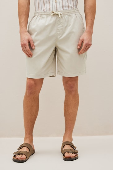 Stone Natural Drawstring Waist Shorts with Stretch