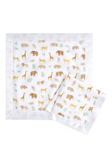 aden+anais Animal Print Essentials Muslin Comforter Security Blankets White 2 Packs