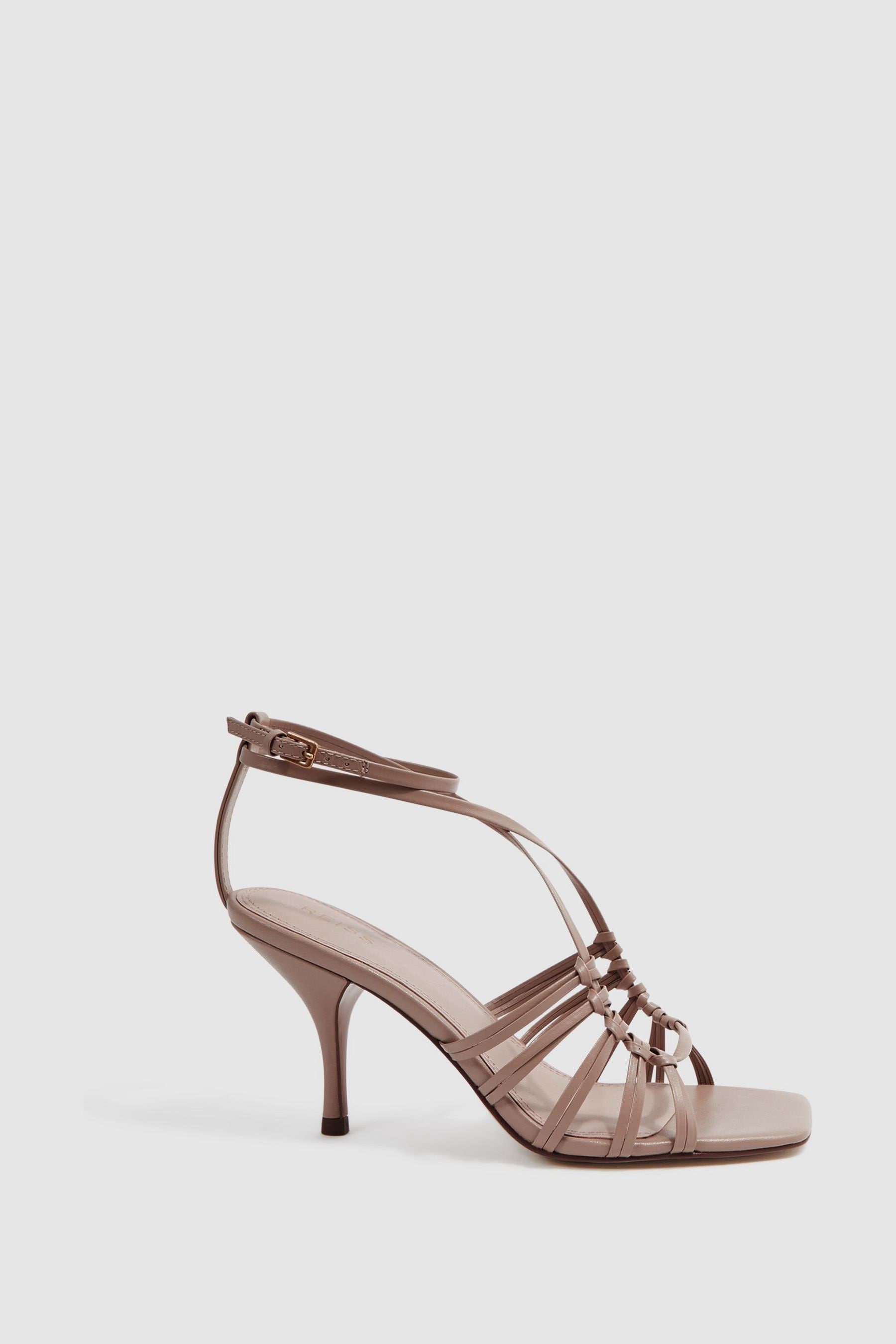 Reiss Taupe Eva Leather Strappy Heels