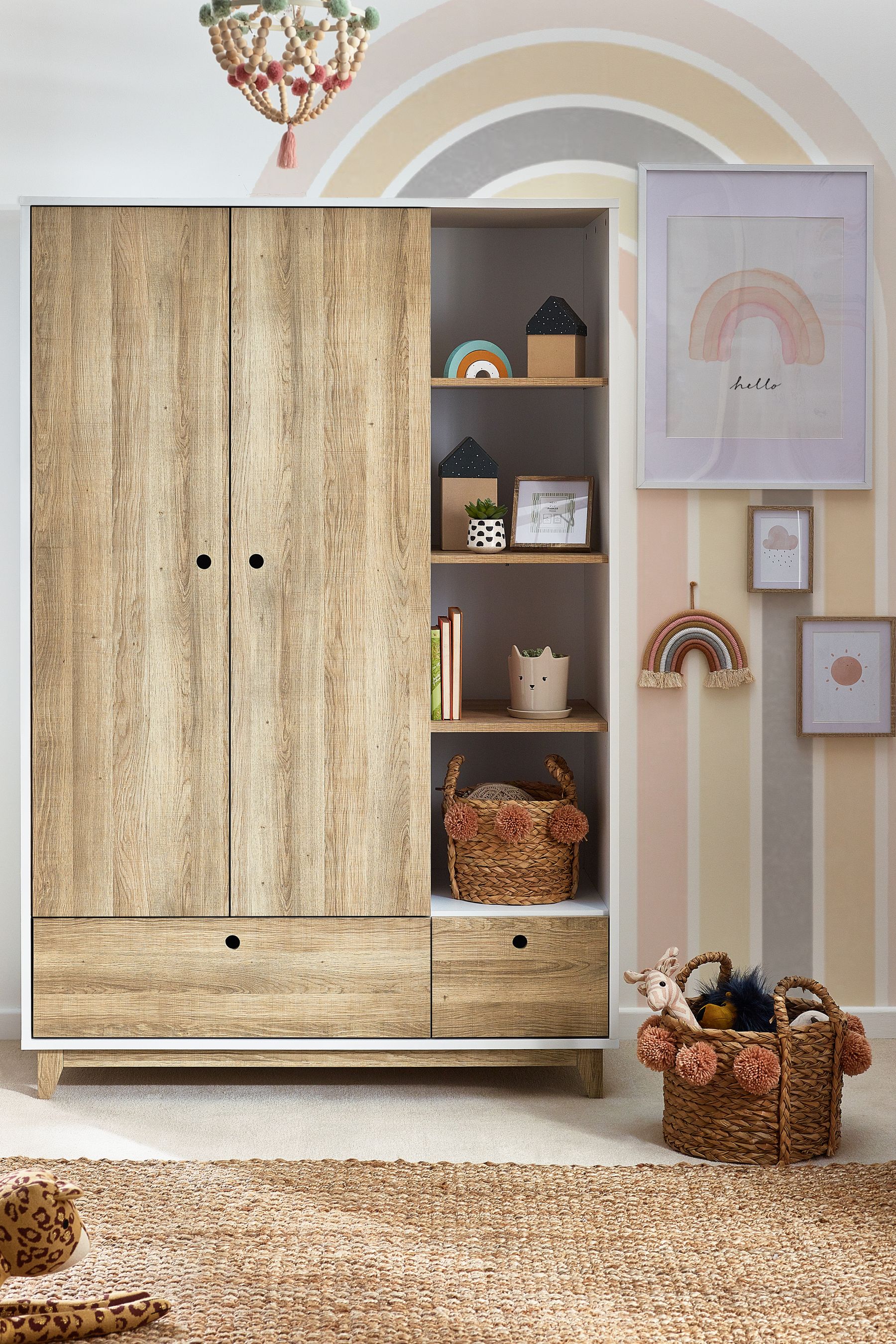 Buy White Wood Effect Parker Kids Triple Wardrobe from the Next UK