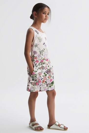 Buy Reiss Pink Print Raina Senior Floral Drawstring Waist Dress from ...