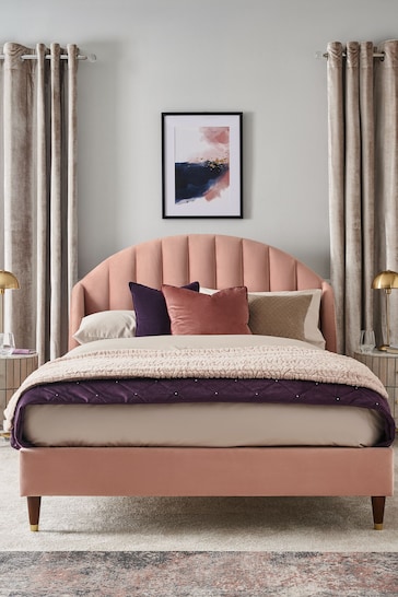 Opulent Velvet Blush Pink Stella Upholstered Bed Bed Frame