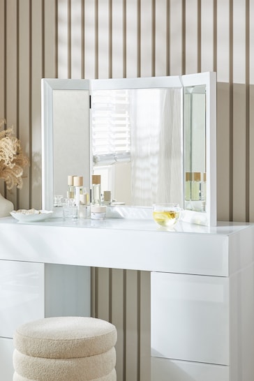 White Sloane Collection Luxe Rectangular Dressing Table Mirror