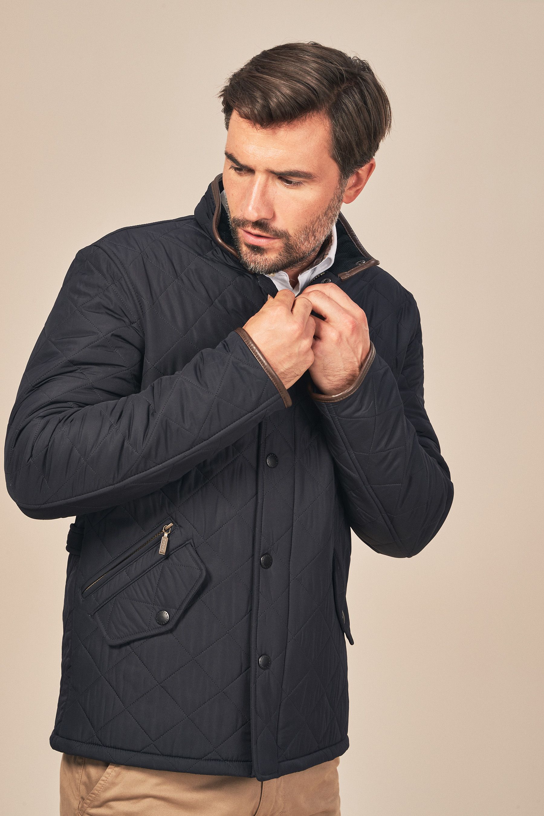 Buy Barbour® Navy Powell Quilted Jacket from the Next UK online shop