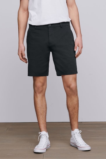 Black Straight Linen Shorts Pocket