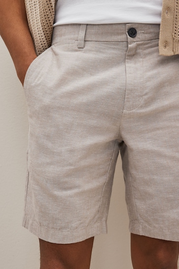Stone Linen Blend Chino Shorts