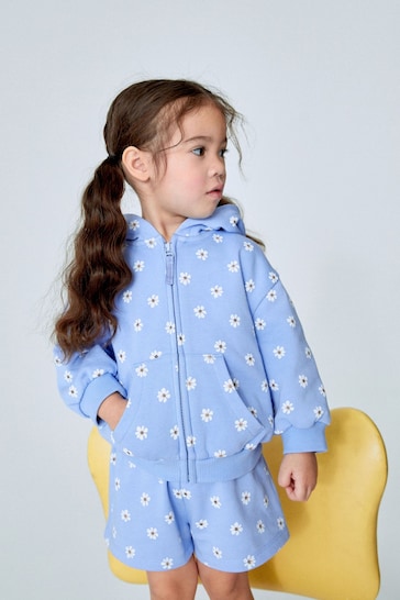 Buy Blue Floral Hooded Zip Through Sweatshirt (3mths-7yrs) from the Next UK online shop