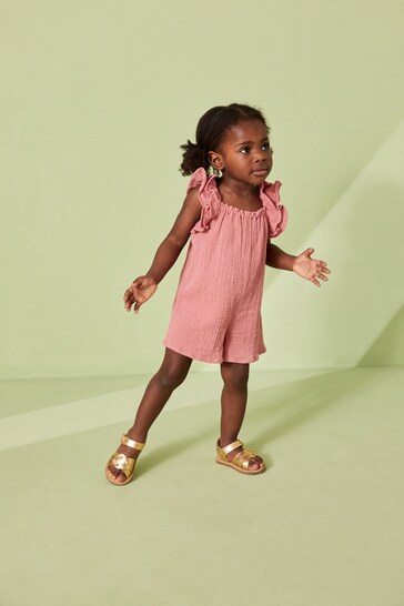 Pink Frill Sleeve Playsuit (3mths-7yrs)