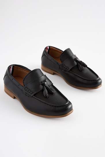 Black Tassel Standard Fit (F) Smart Tassel Detail Loafers