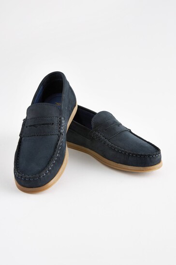 Buy Navy Blue Leather Slip-On Penny Loafers from the Next UK online shop