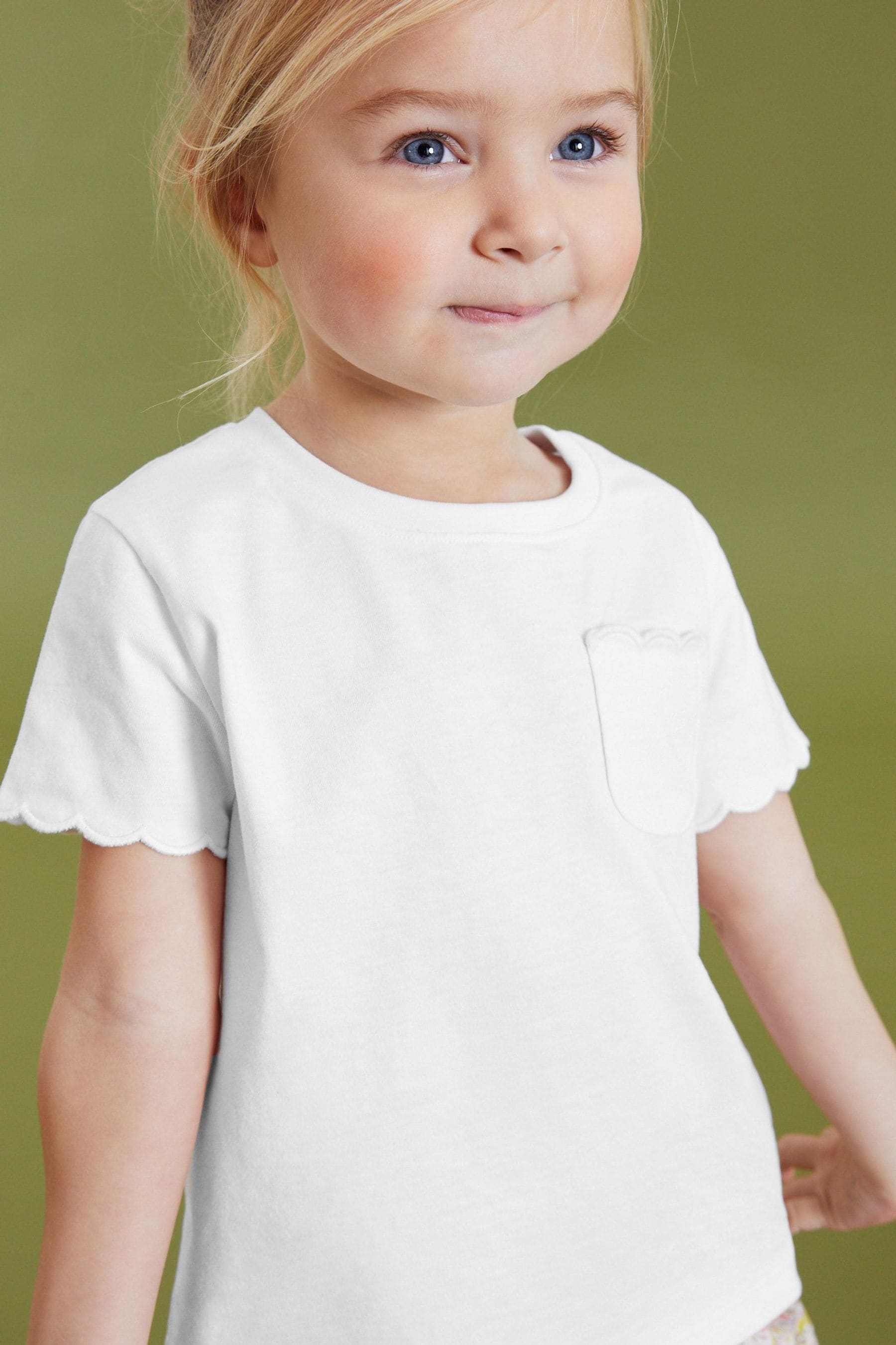 Buy White Short Sleeve Scallop T Shirt 3mths 7yrs from the Next