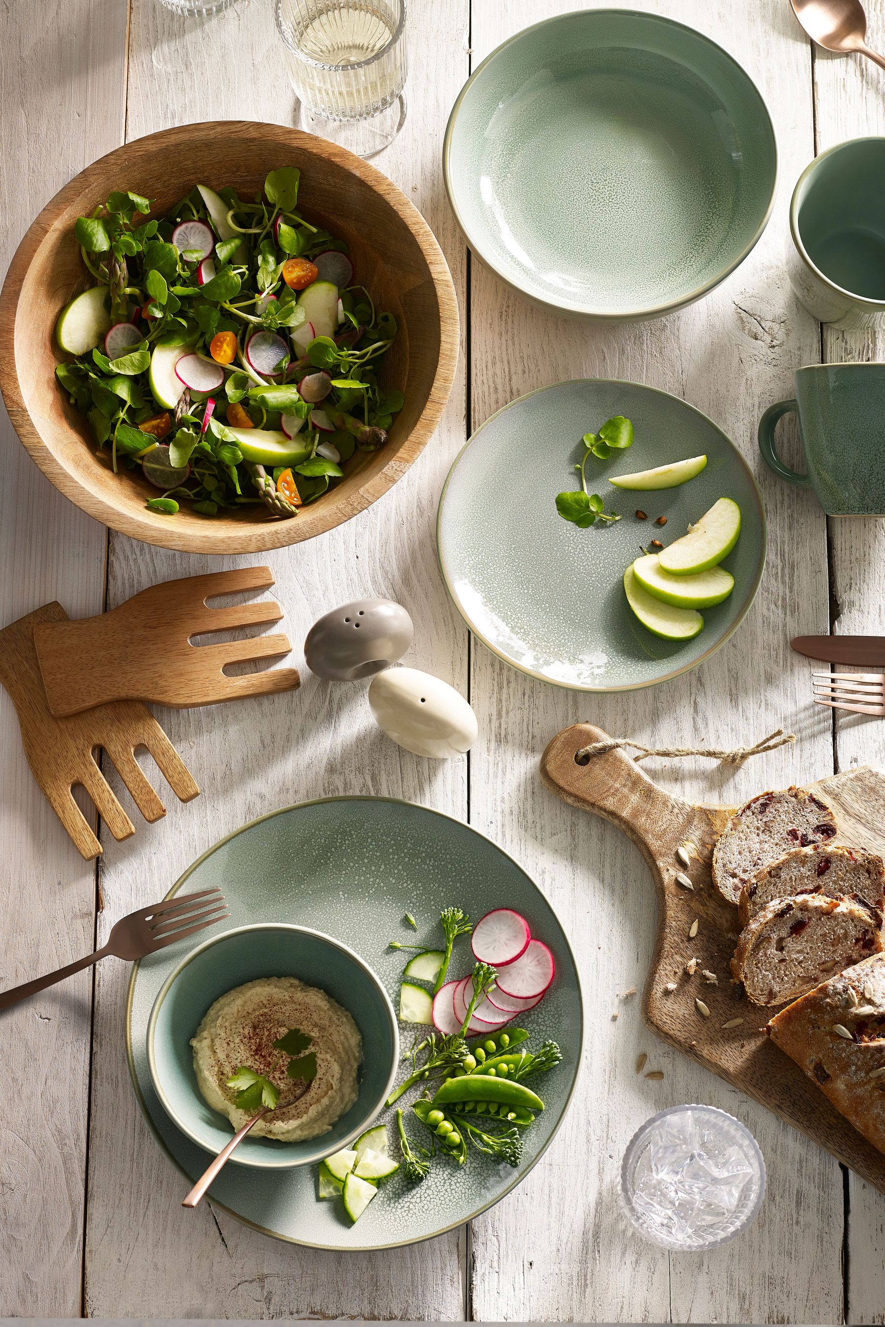 Buy Sage Green Logan Reactive Glaze 12 Piece Dinner Set from the
