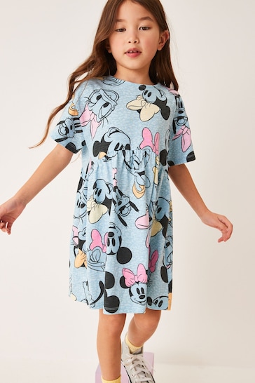 Disney Mickey Mouse & Friends Blue Animal Print Short Sleeve Jersey Dress (3-16yrs)