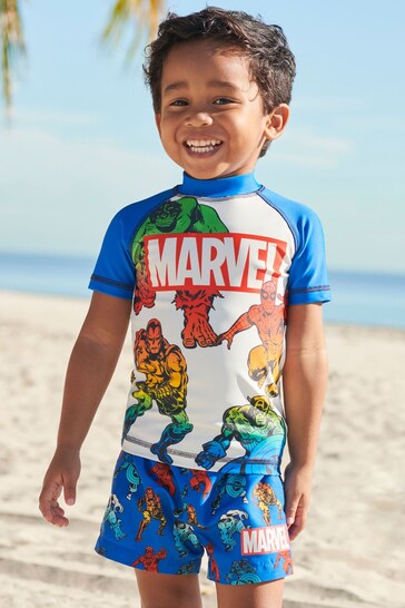 Marvel Blue 2 Piece Sunsafe Top And Shorts Set (3mths-7yrs)