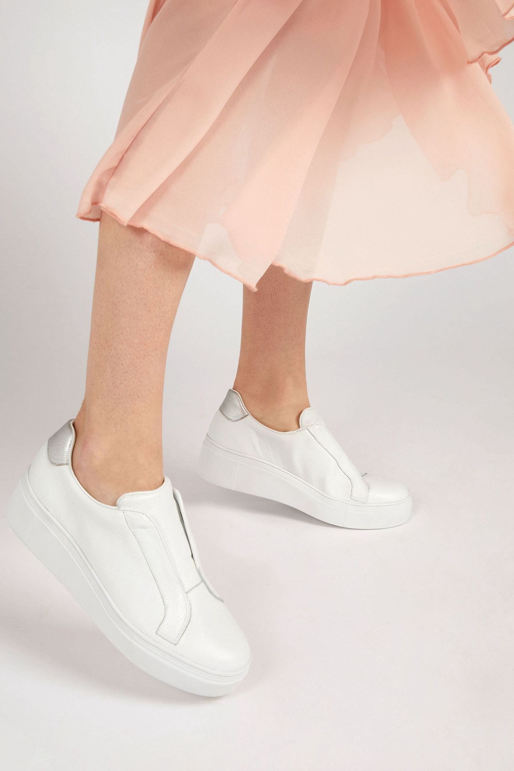 Laceless white trainers sale