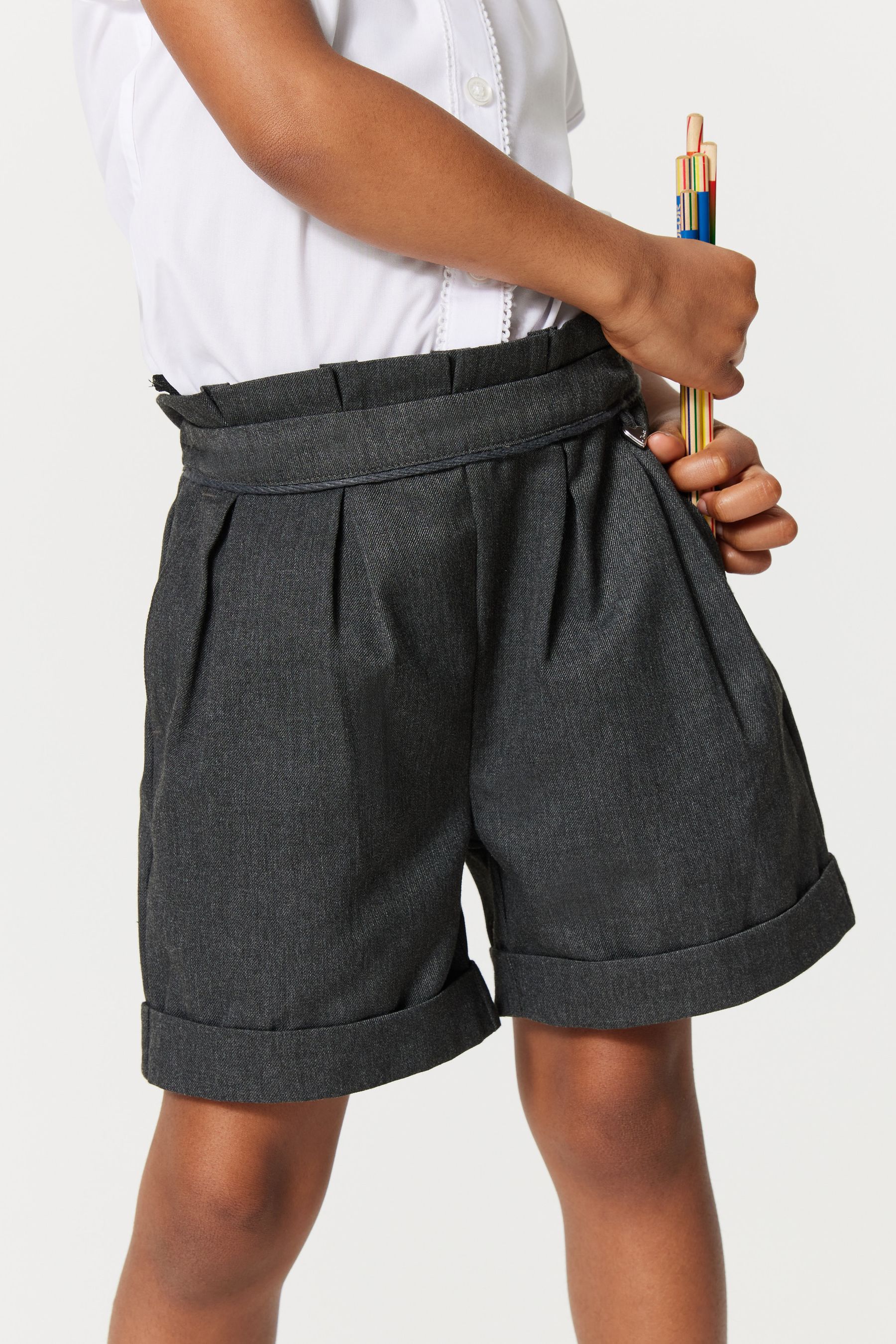 Clarks Grey Paperbag School Shorts
