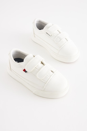 White Standard Fit (F) Strap Touch Fastening Shoes