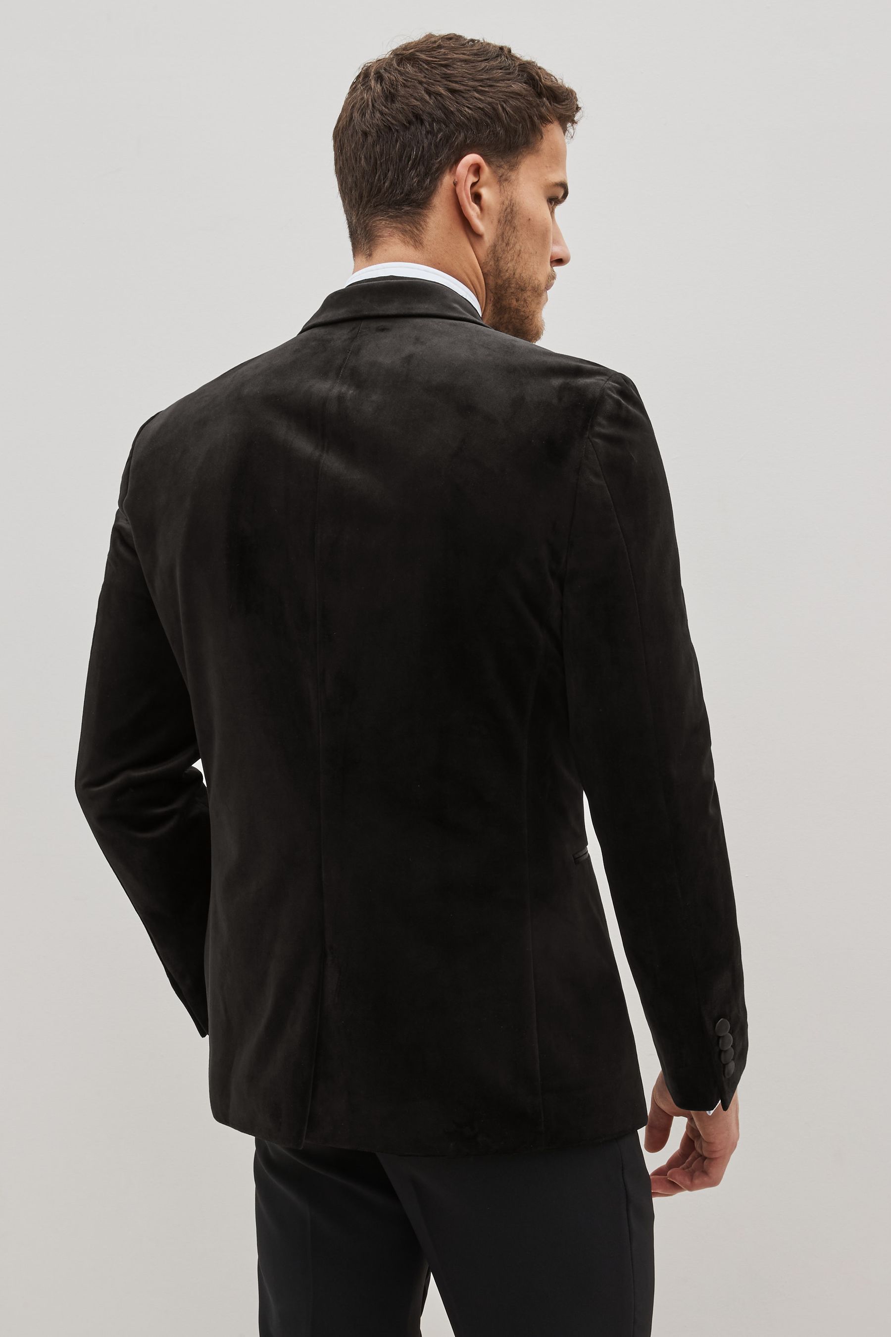 Black Slim Velvet Blazer