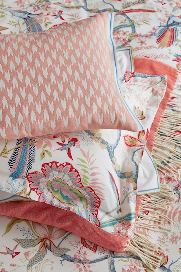 Sanderson Pink Suva Cotton Linen Mix Embroidered Cushion