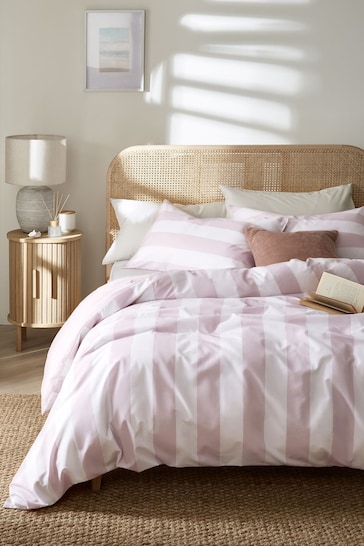 Pink/White Stripe Duvet Cover and Pillowcase Set