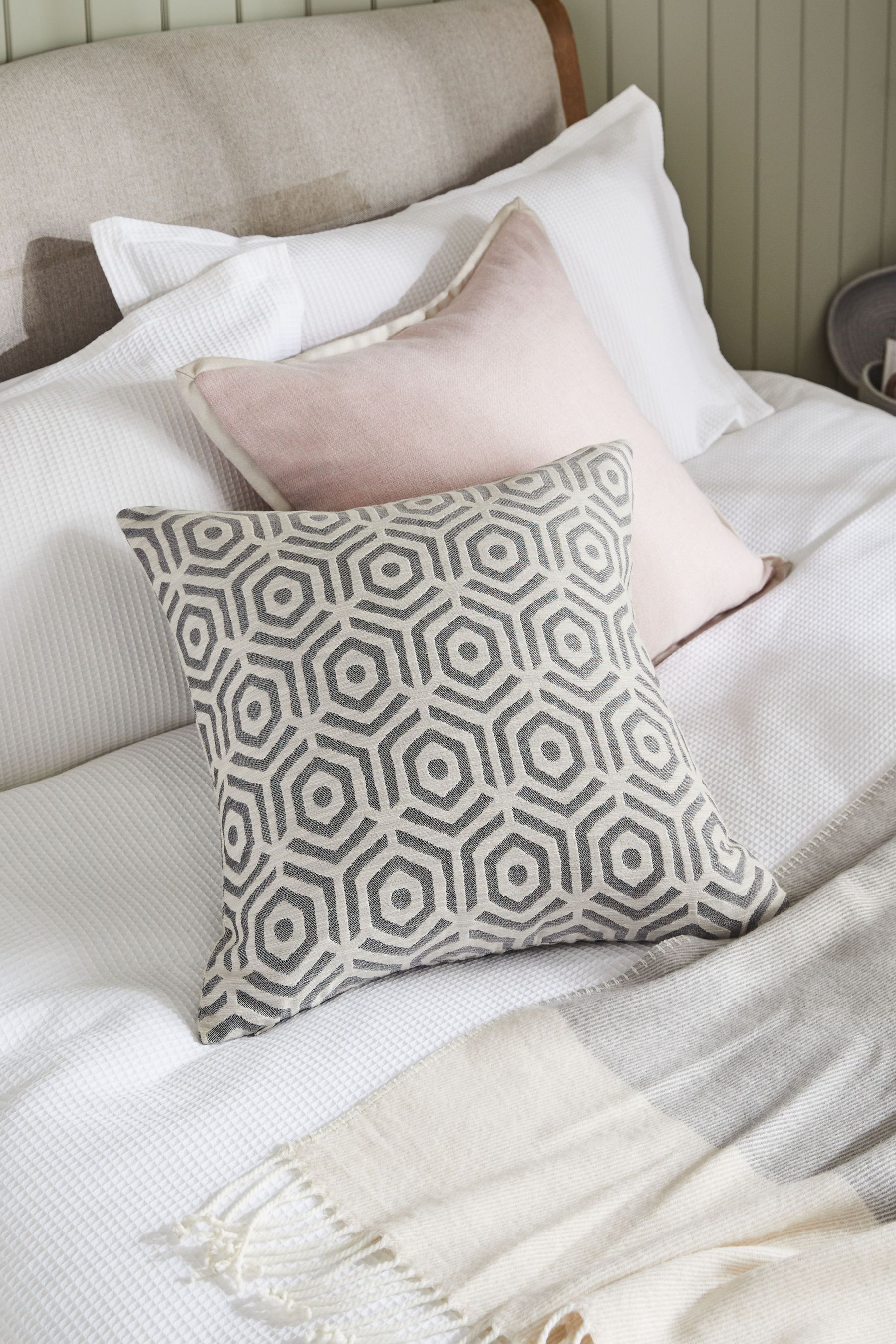 Buy Grey 50 x 50cm Textured Hoxton Large Geometric cushion from