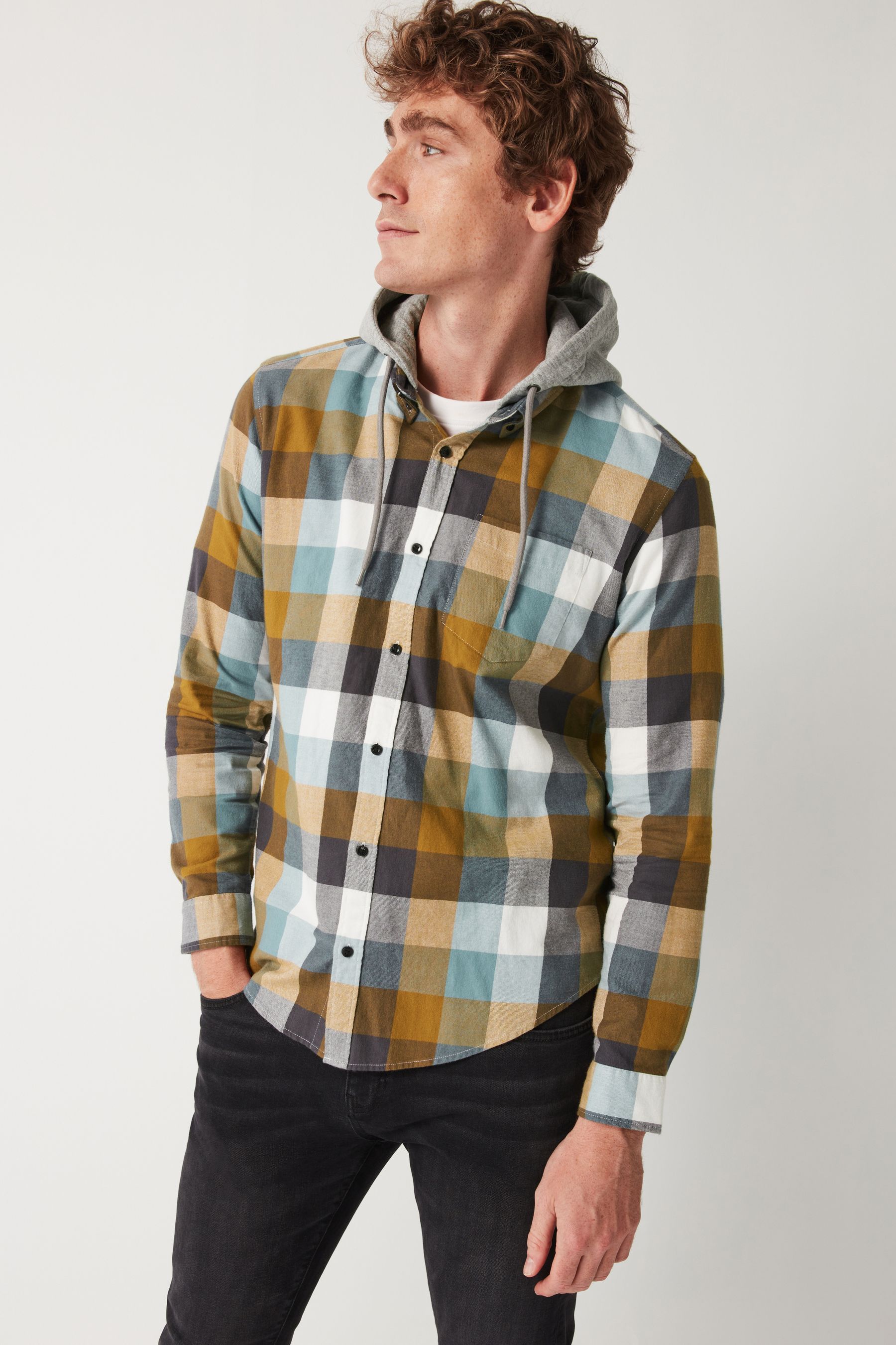 Flannelette shirt with hood new arrivals