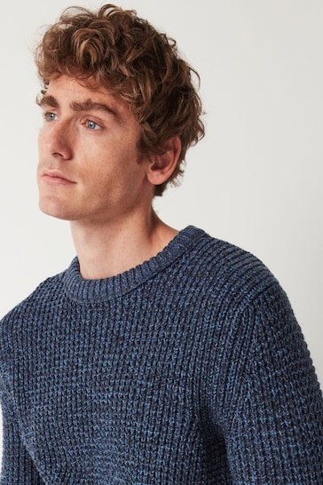 Buy Blue Regular Knitted Crew Neck Jumper from the Next UK online shop