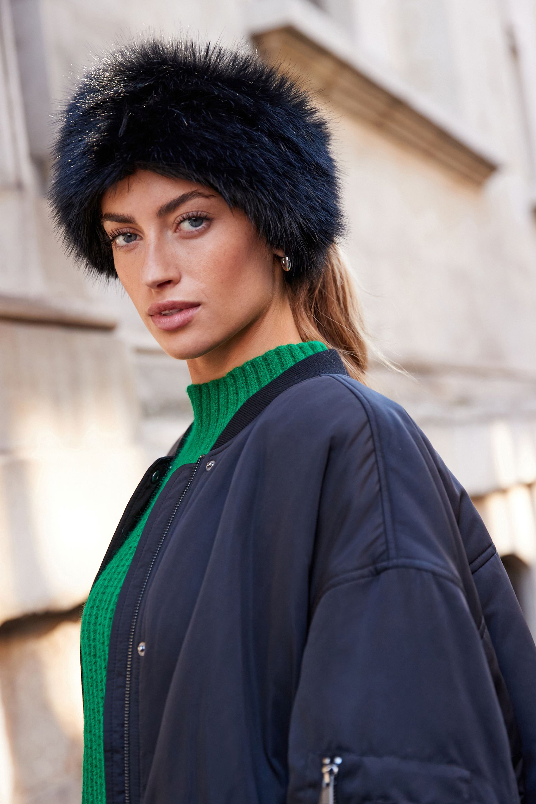 Black Faux Fur Headband