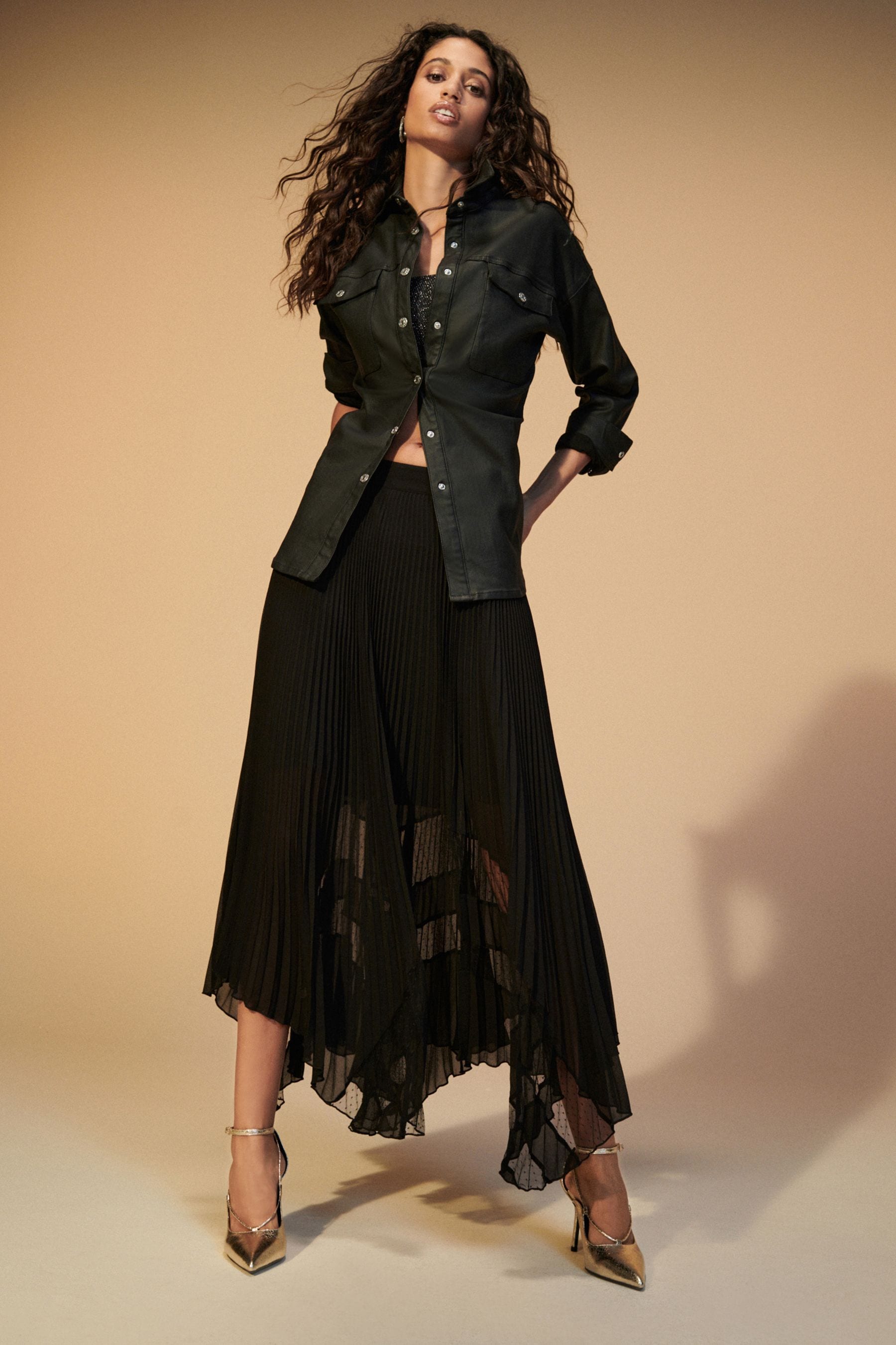 Buy Black Sheer Mesh Chiffon Midi Skirt from the Next UK online shop