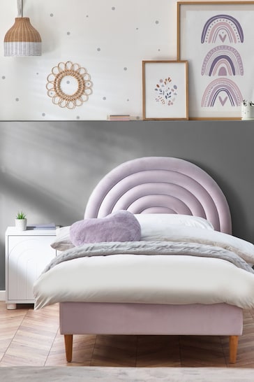 Opulent Velvet Lilac Purple Rainbow Kids Upholstered Bed Frame