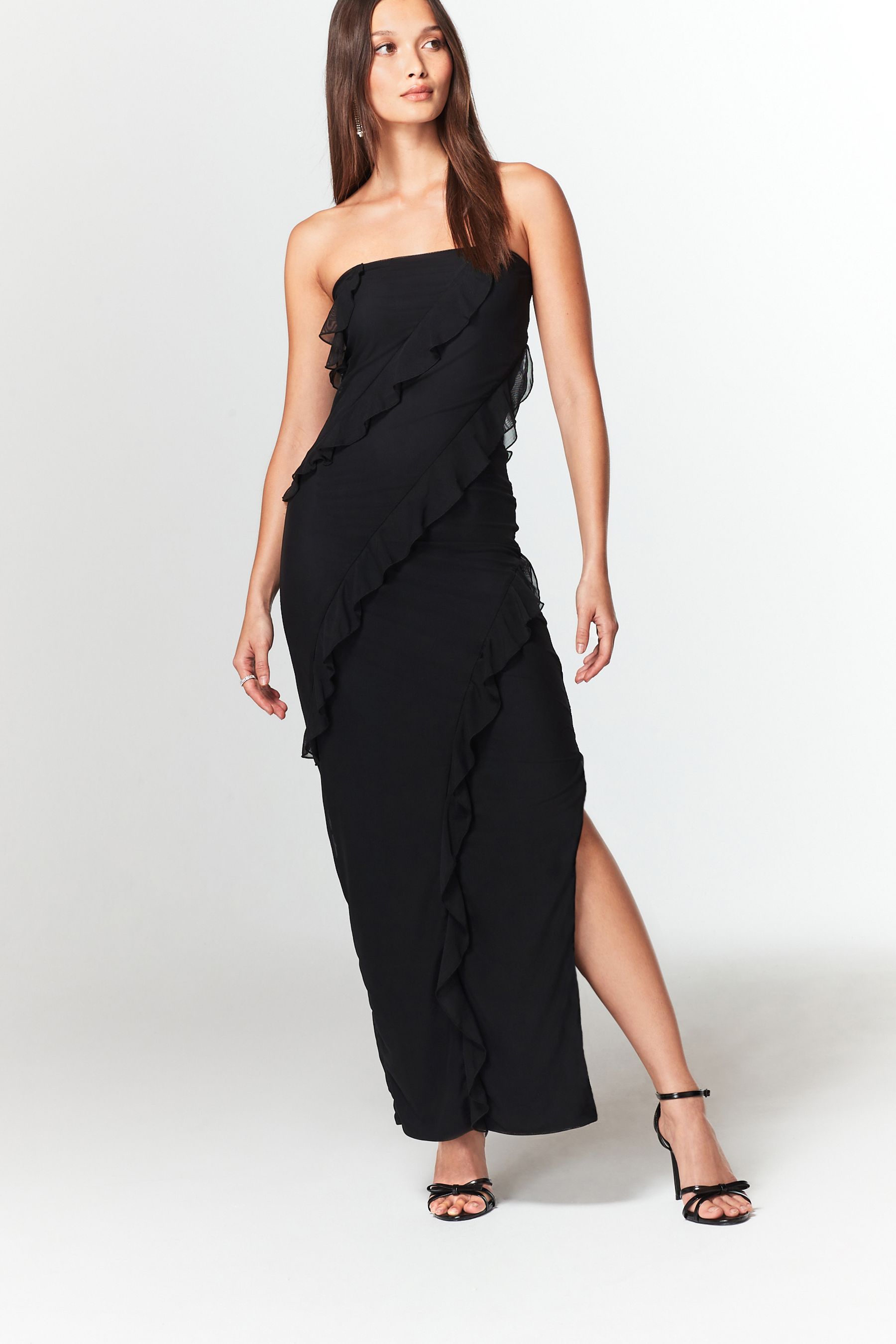 Black bandeau 2024 maxi dress uk
