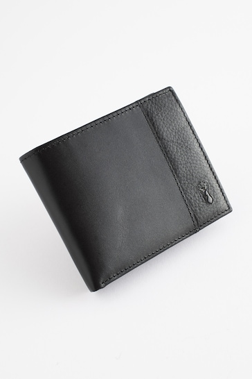 Black Leather Stag Badge Wallet